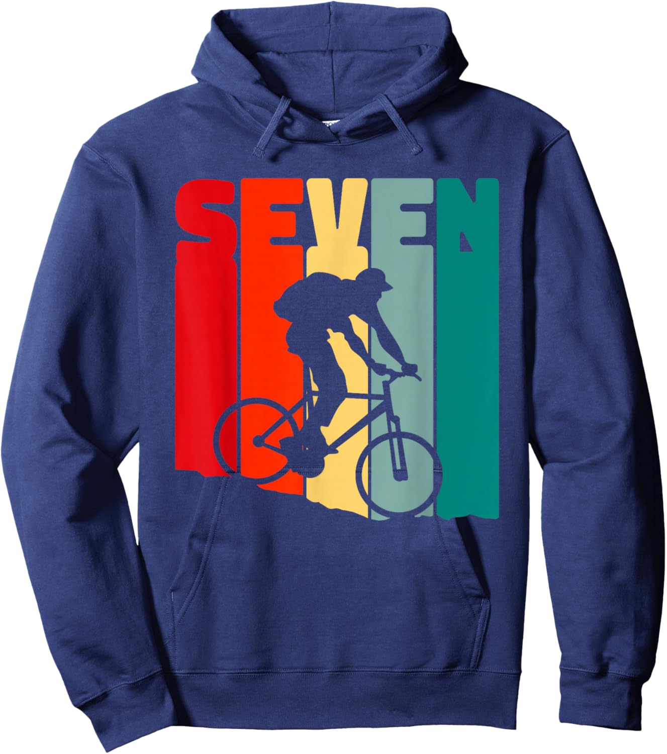 7th Years Mountain Bike Cyclist 7th Birthday Boys Bike Hoodie - Hoodie | Navy