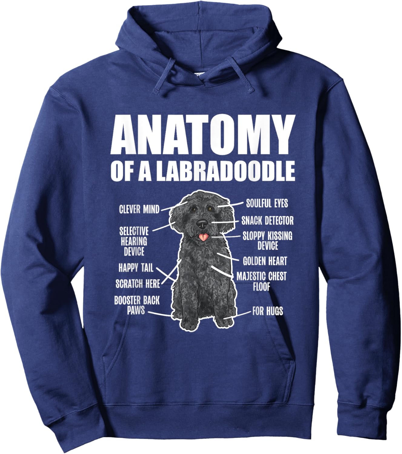 Black Labradoodle Dog Lover Anatomy Of A Labradoodle Hoodie - Hoodie | Navy