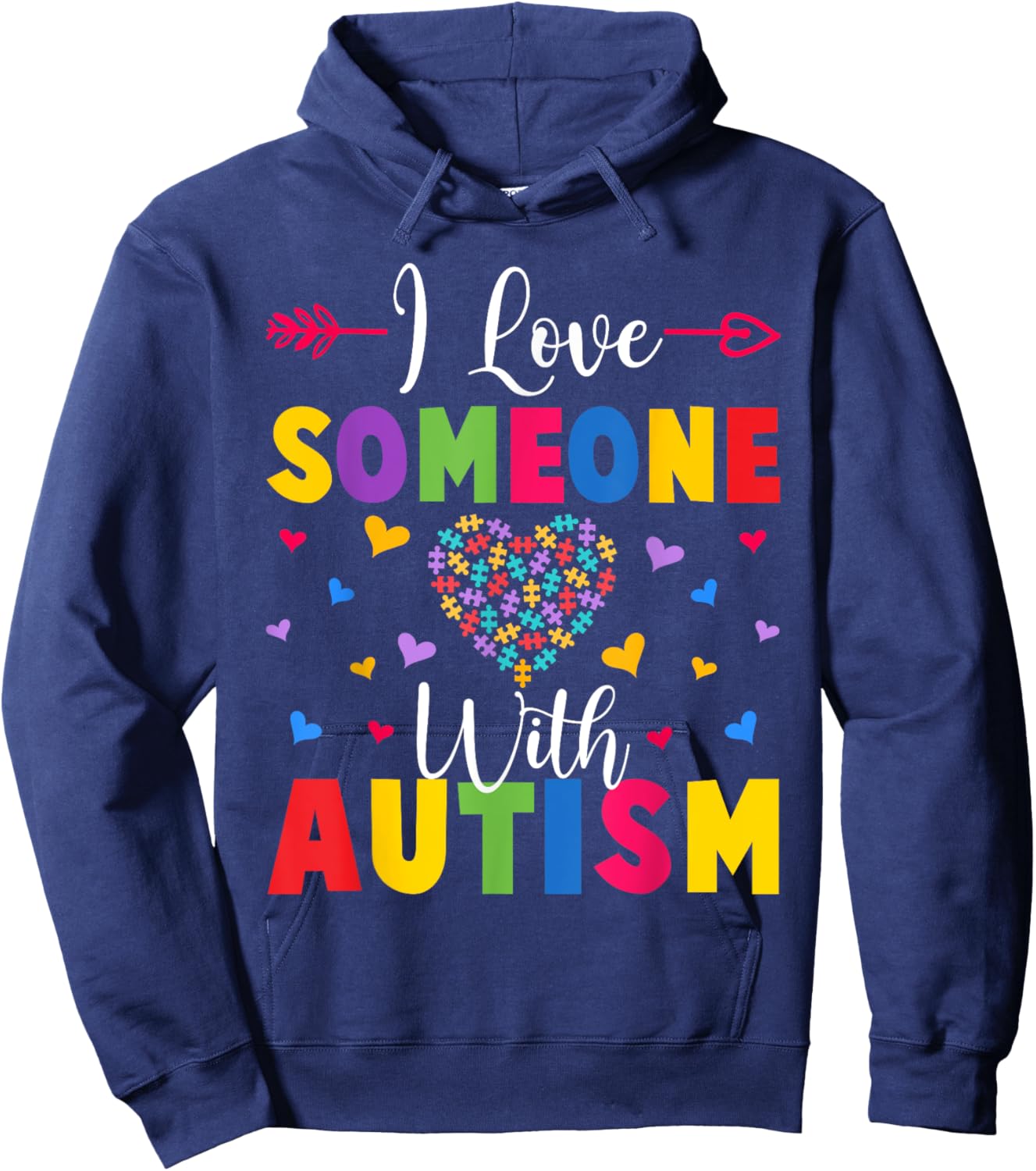 Autism Awareness Shirt I Love Someone With Autism Shirt Hoodie - Hoodie | Navy