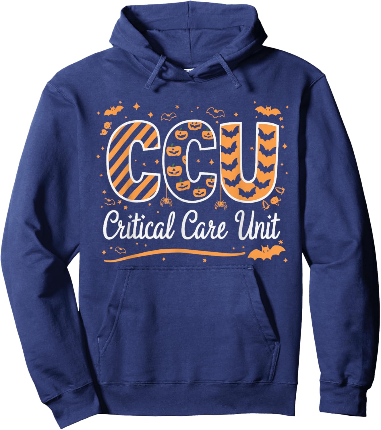 Halloween Critical Care Nurse Spooky Nursing Trick Or Treat Hoodie - Hoodie | Navy