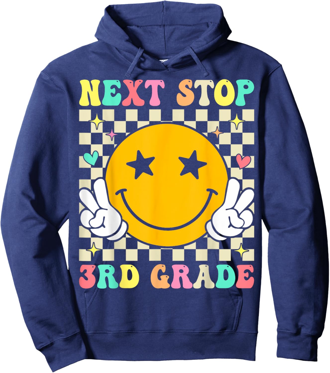 Groovy Next Stop 3rd Grade 2nd Grade Graduation 2025 Hoodie - Hoodie | Navy