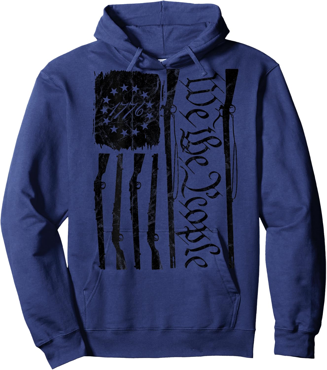 We The People Gun Rights American Flag 4th of July On Back Hoodie - Hoodie | Navy