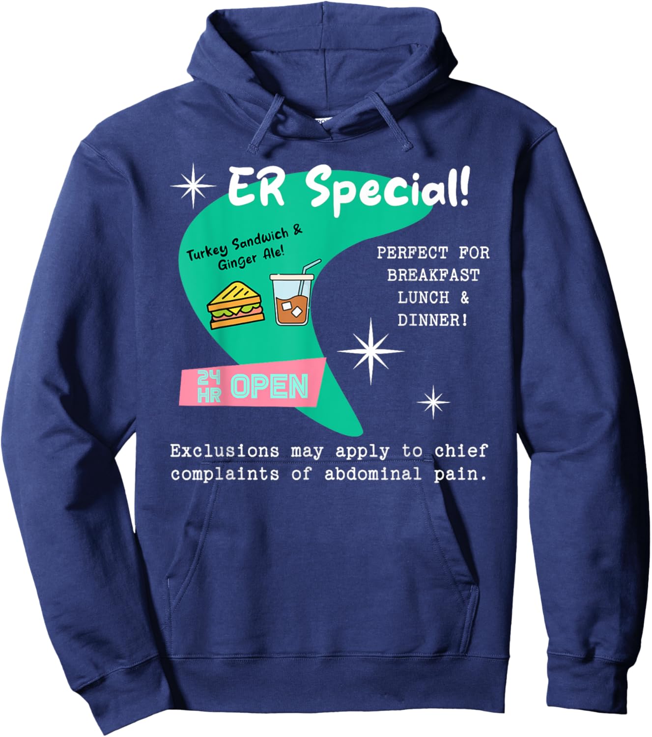 Emergency Room Diner Nursing ER Special Nurse 24 Hr Open Hoodie - Hoodie | Navy
