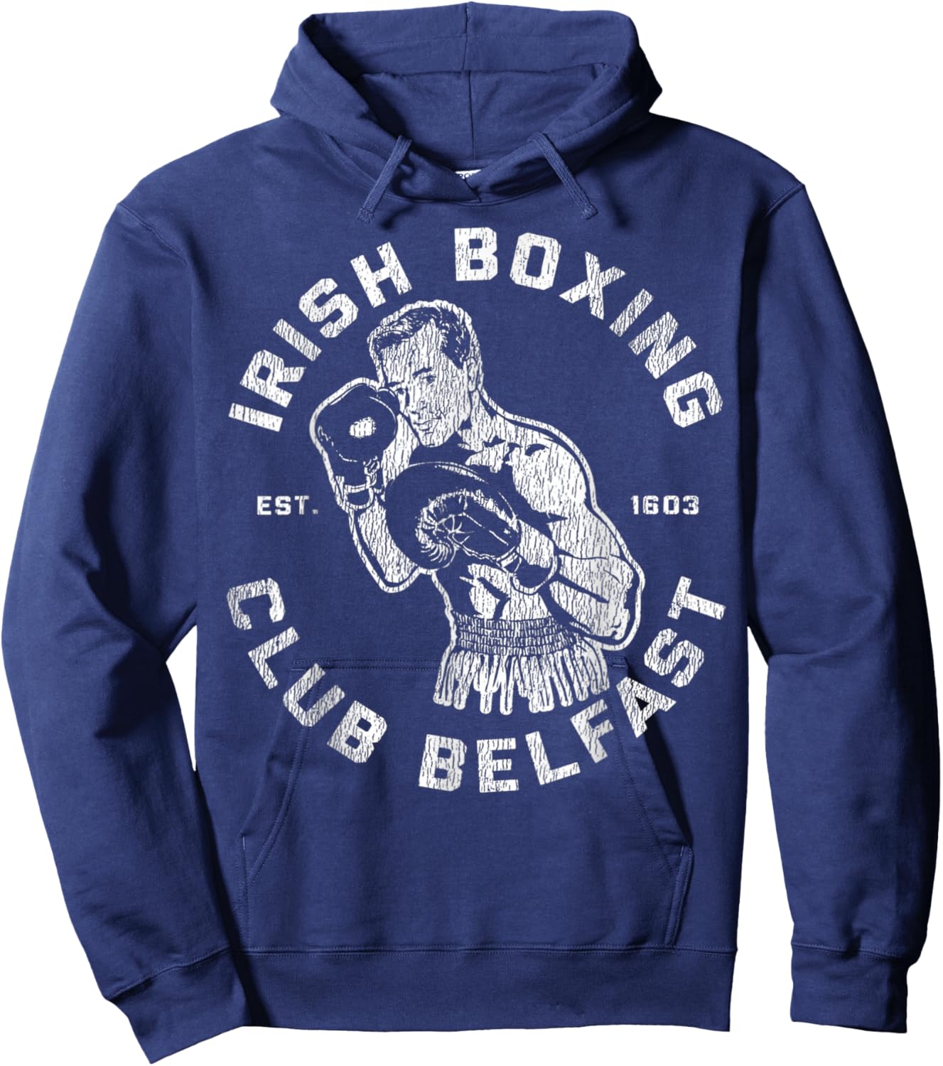 Vintage Irish Boxing Club Belfast Est. 1603 Men Boxer Hoodie - Hoodie | Navy