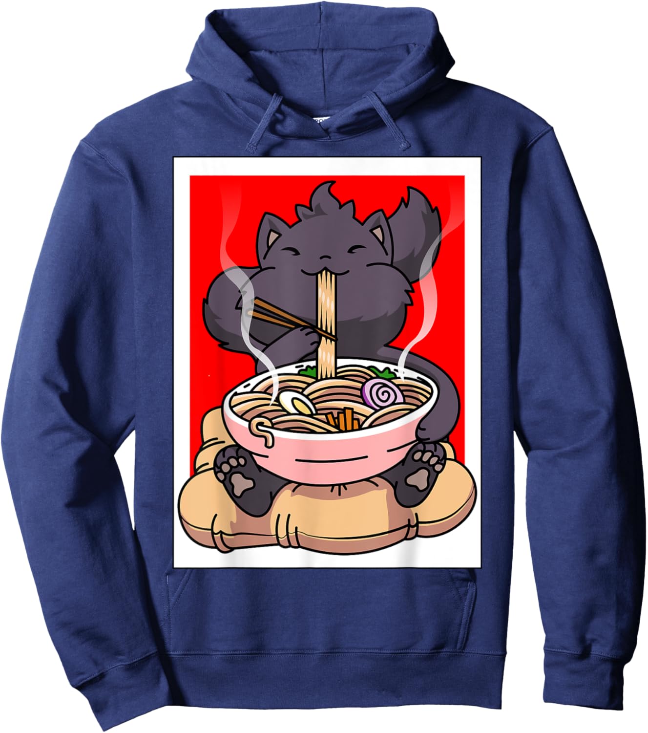Ramen Cat Anime - Kawaii Clothes Otaku Clothing Manga Hoodie - Hoodie | Navy