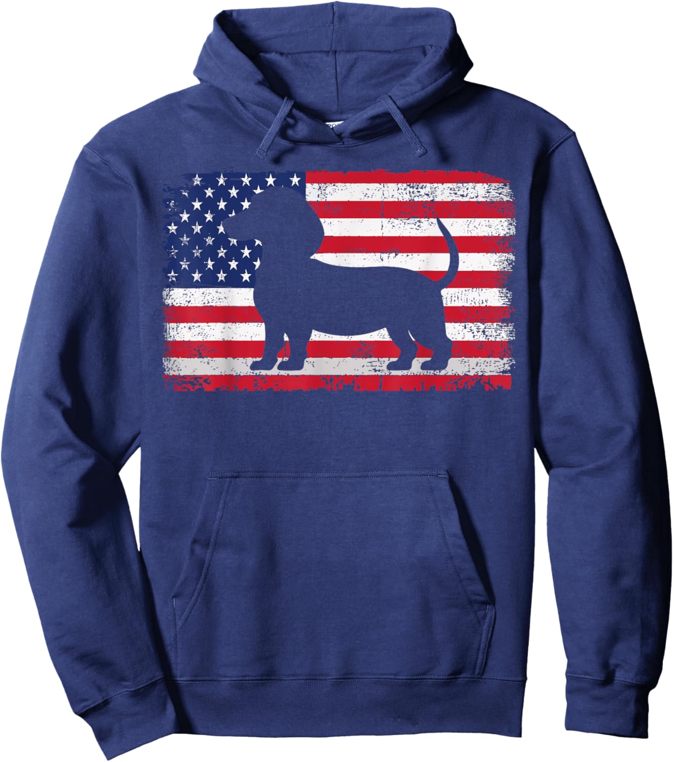 Dachshund Dog Lover 4th of July Patriotic American Flag USA Hoodie - Hoodie | Navy