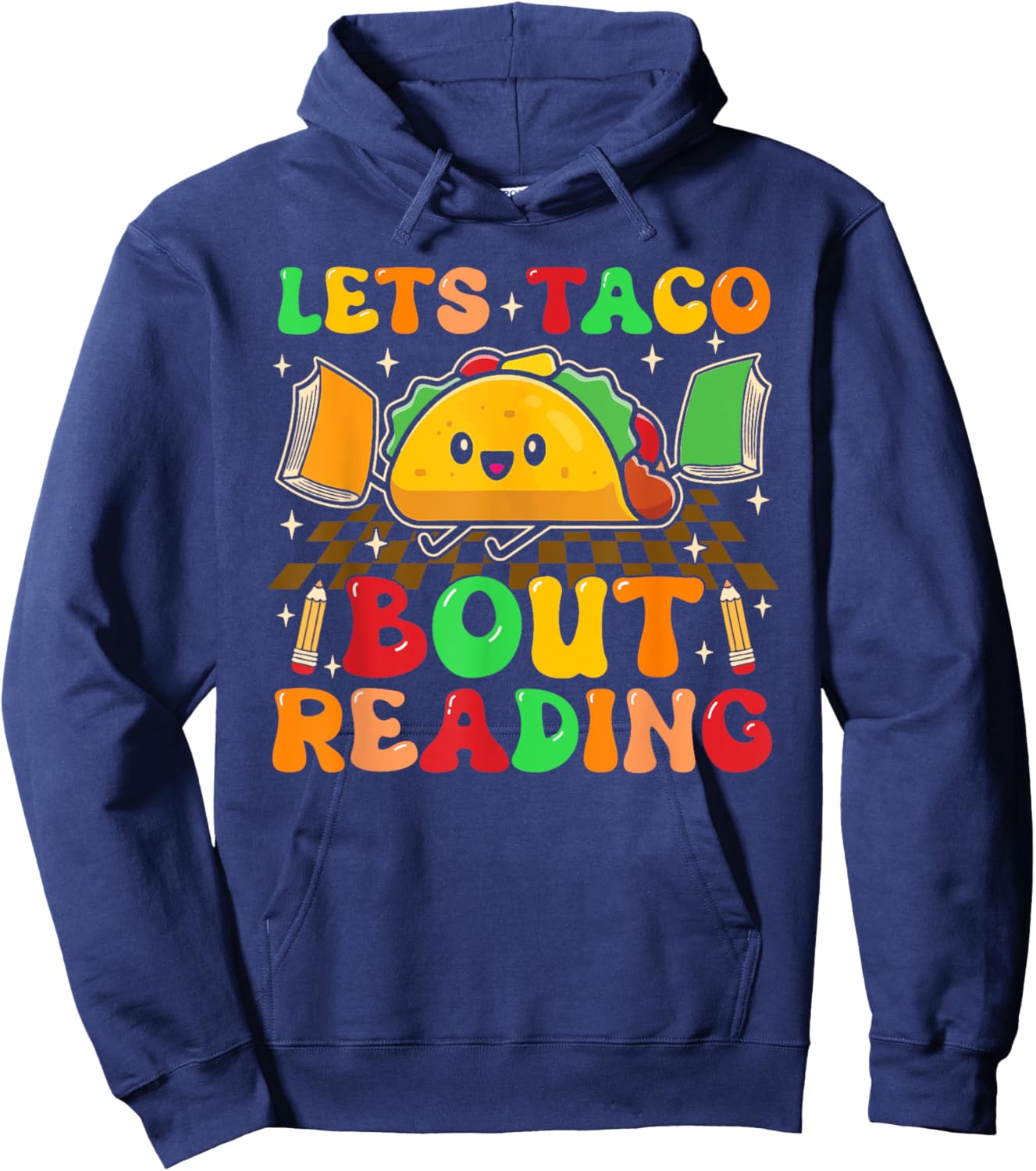 Lets Taco Bout Reading Back To School Science Teacher Groovy Men Women Hoodie - Hoodie | Navy