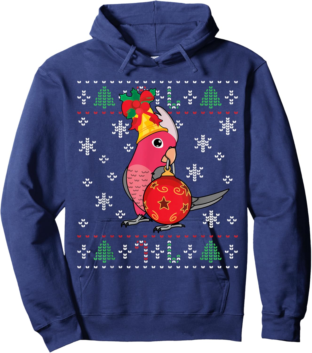 Rose-breasted Galah Cockatoo Parrot I Ugly Christmas Hoodie - Hoodie | Navy