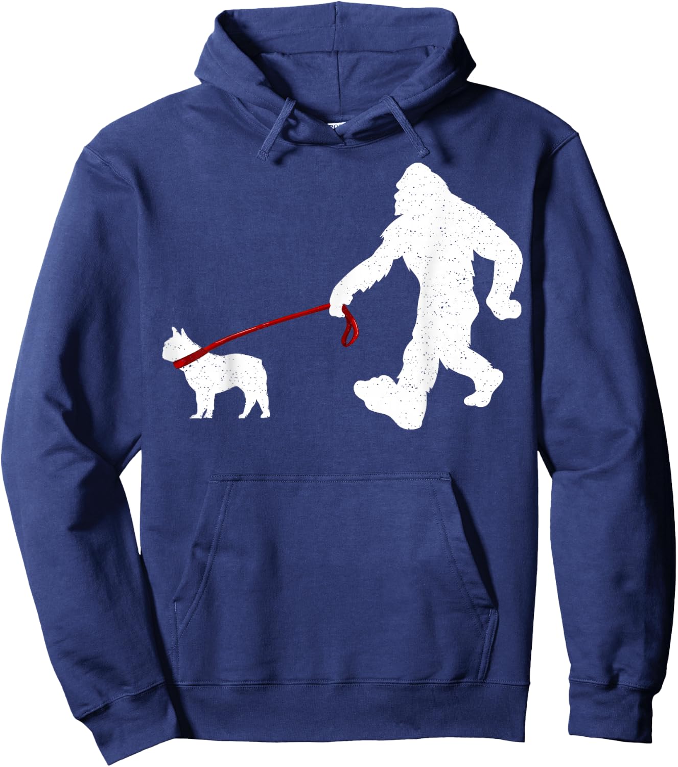 Funny Bigfoot Walking With French Bulldog Dog Lover Bigfoot Hoodie - Hoodie | Navy