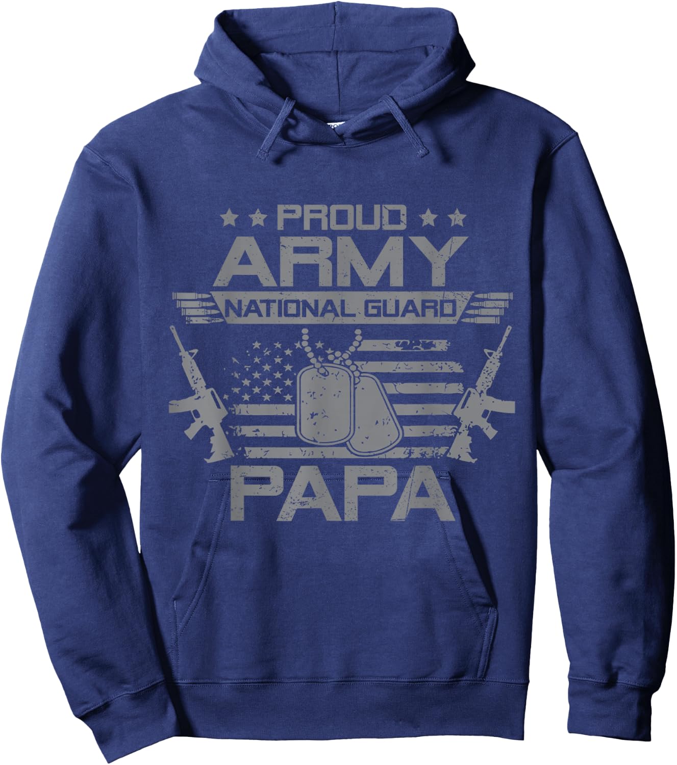 Proud Army National Guard Papa Flag USA Military Veteran Hoodie - Hoodie | Navy
