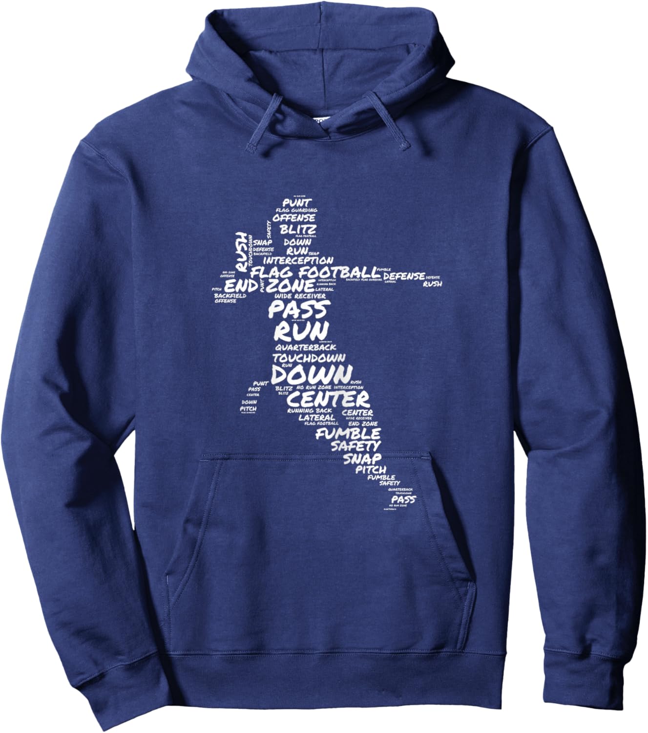 Girls Flag Football Player Word Art Typography Hoodie - Hoodie | Navy