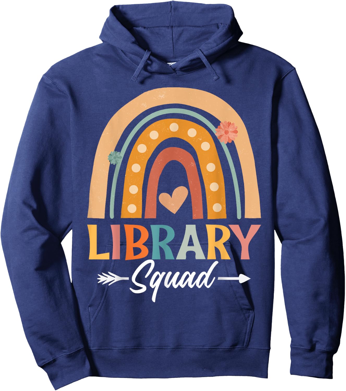 Library Squad Librarian Bookworm Book Lover Teacher Rainbow Women Girls Kids Hoodie - Hoodie | Navy