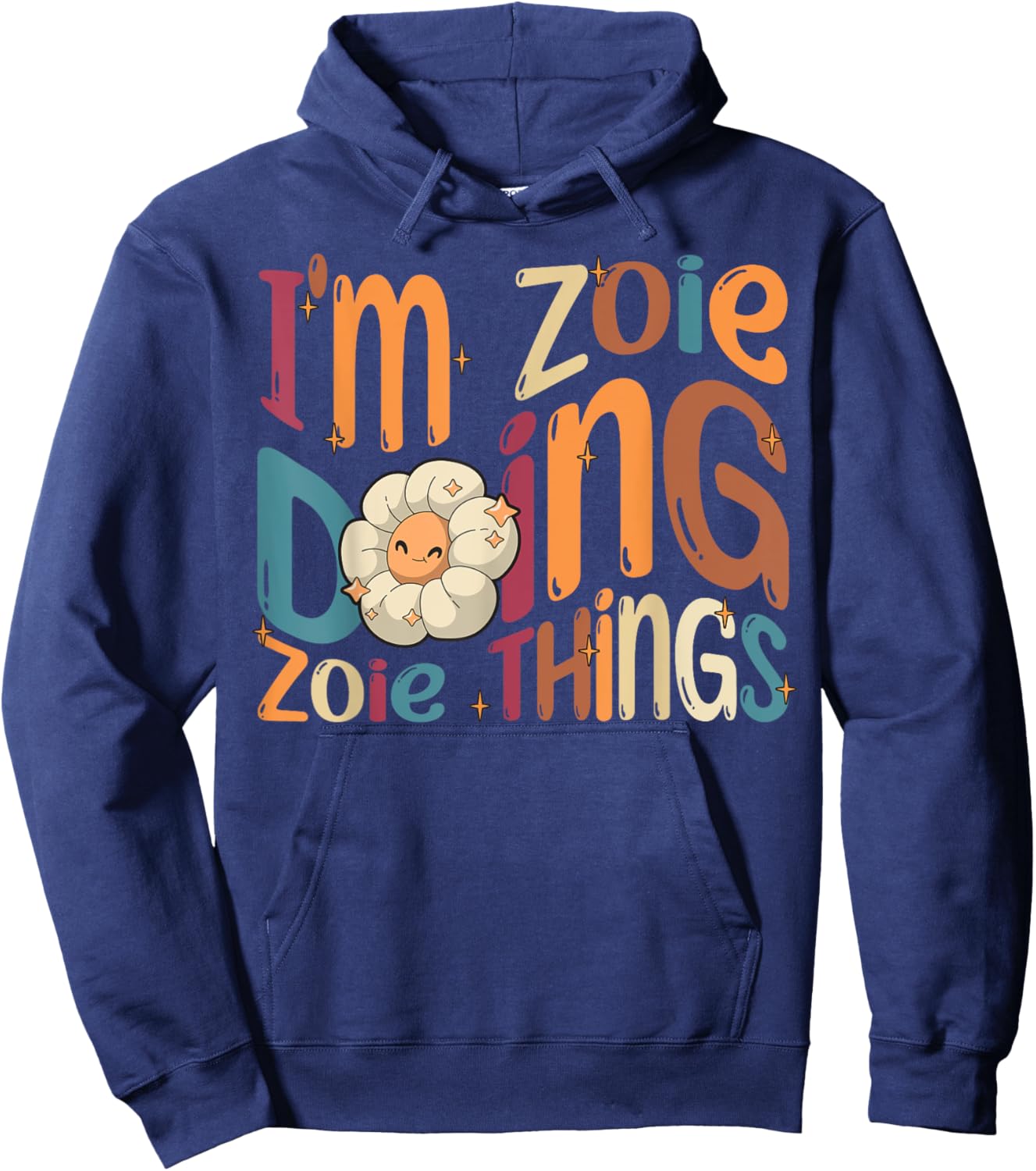 Zoie Happy Birthday I'm Zoie , Black, Women's, Small, Modern Cartoon , Short Sleeve, Round Neck, All Seasons Hoodie - Hoodie | Navy