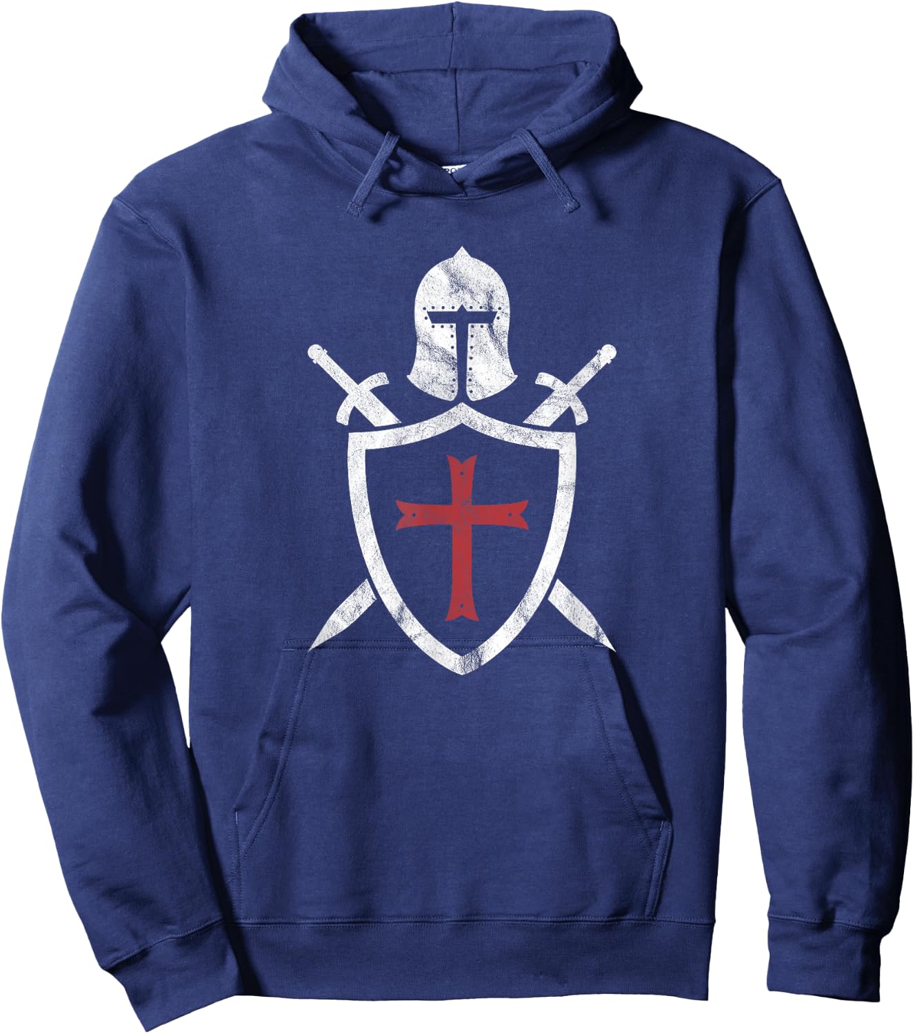Templar Helmet Cross and Sword Medieval Crusader Hoodie - Hoodie | Navy