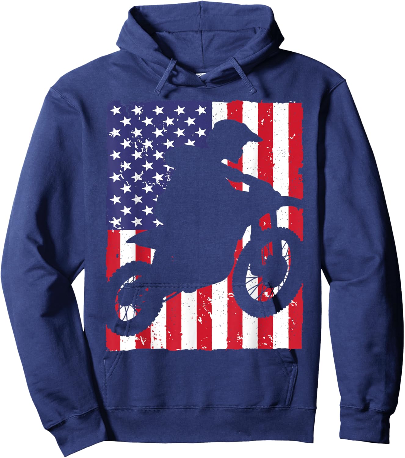 Best Dirt Bike Boys Dirtbike Racing US Flag Biker Hoodie - Hoodie | Navy