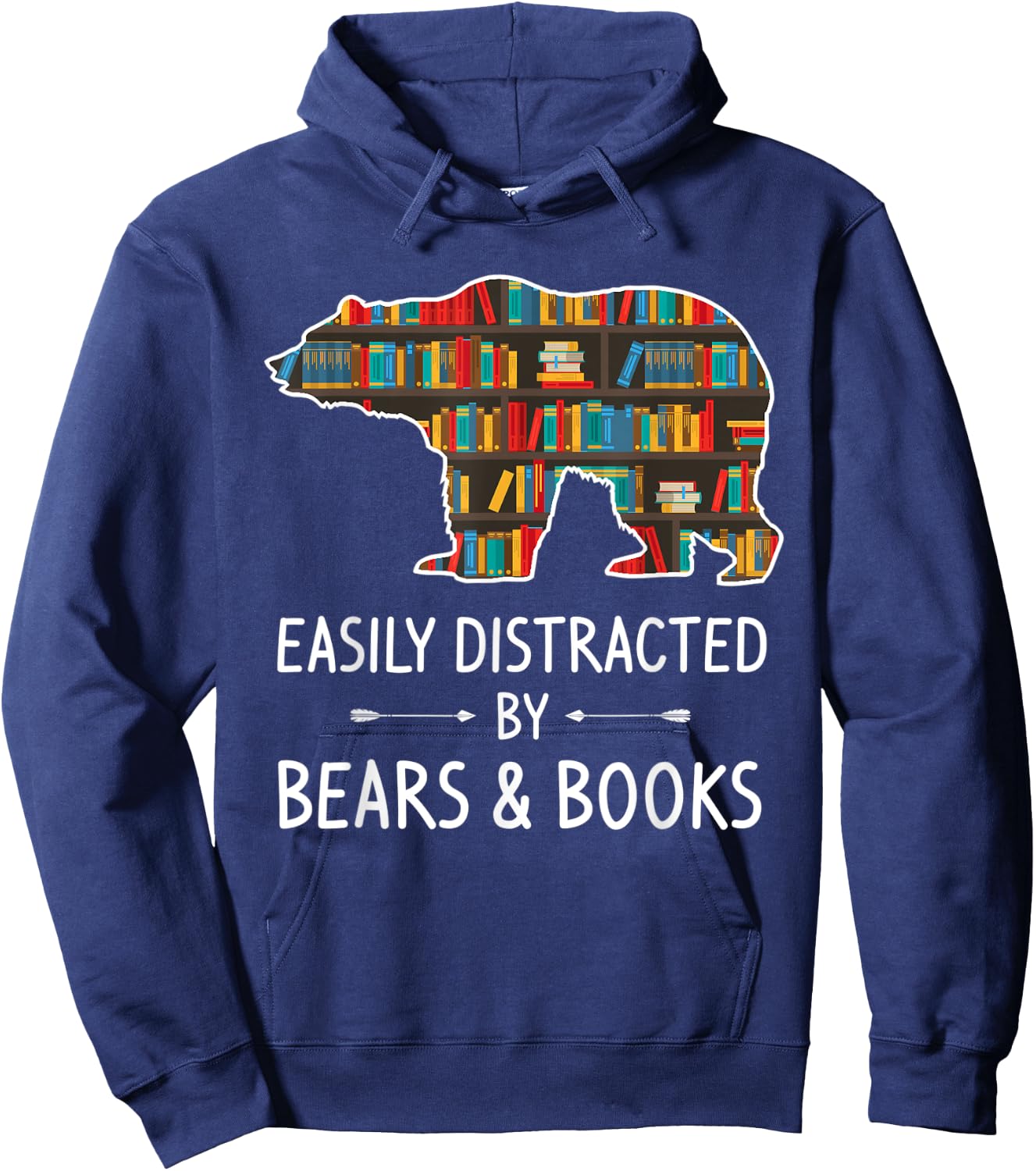 Easily Distracted By Bears & Books Lover Gift Mammal Animal Hoodie - Hoodie | Navy