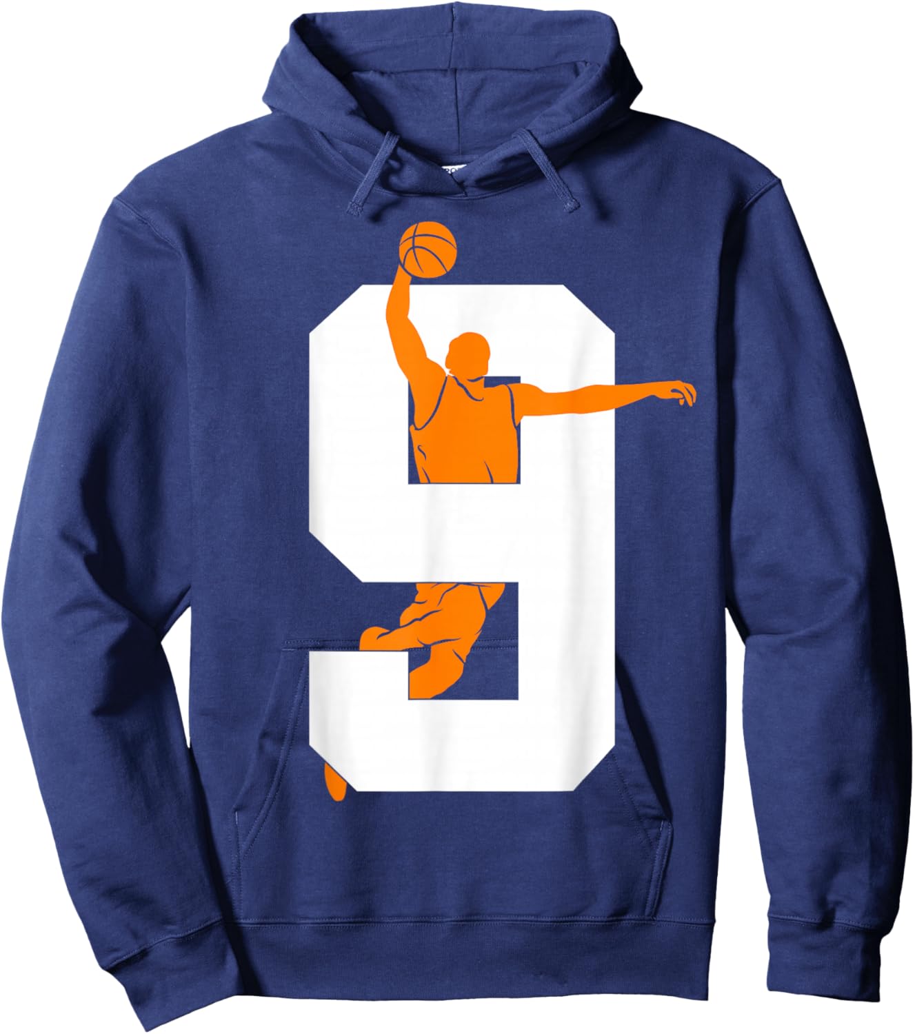 Number 9 Years Basketball 9th Birthday Hoodie - Hoodie | Navy