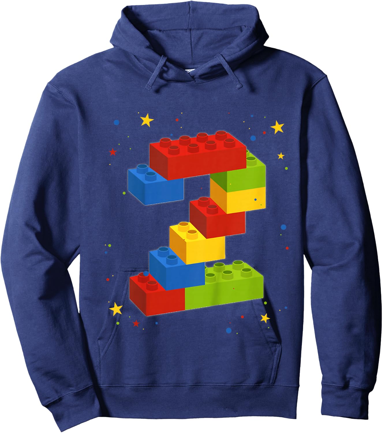 Building Blocks Birthday Boy Girl 2 Years Old Bricks Gift Hoodie - Hoodie | Navy