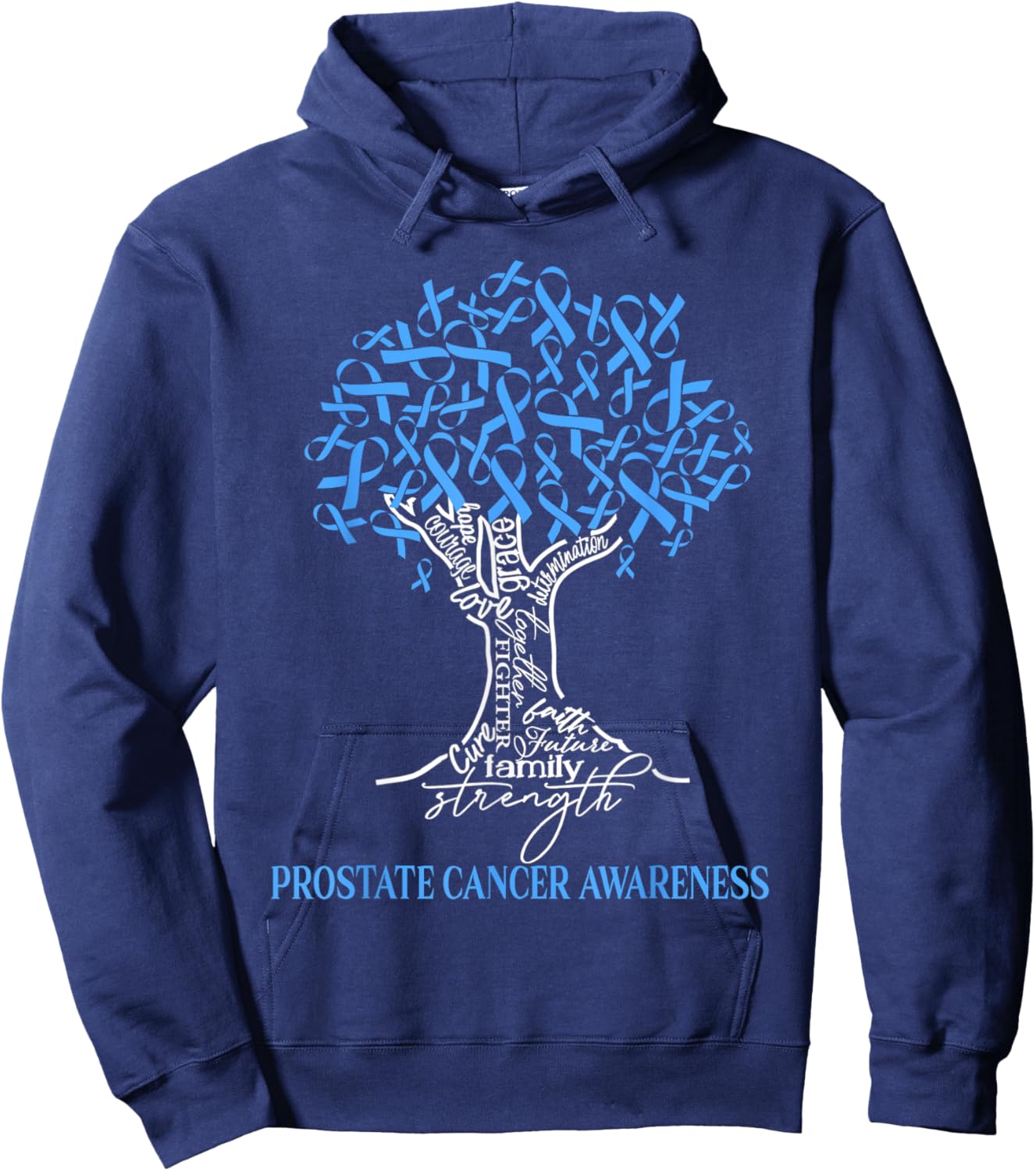 Prostate Cancer Awareness Tree Ribbon Blue Hoodie - Hoodie | Navy