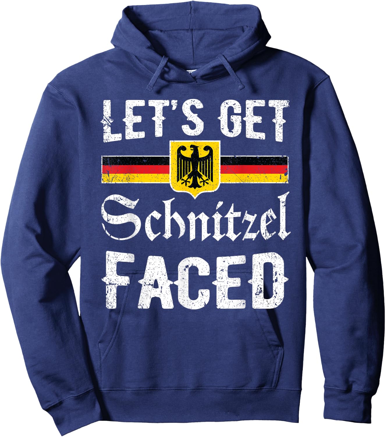 Lets Get Schnitzel Faced Funny Men Women Oktoberfest Hoodie - Hoodie | Navy
