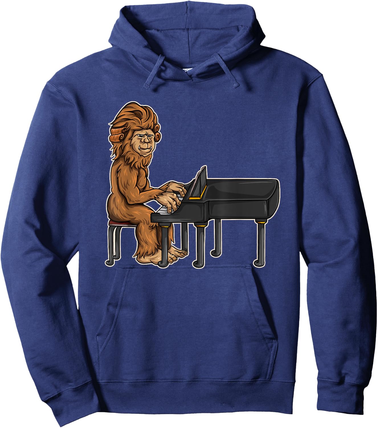 Bigfoot Playing Piano - Funny & Magical Sasquatch Pianist Hoodie - Hoodie | Navy