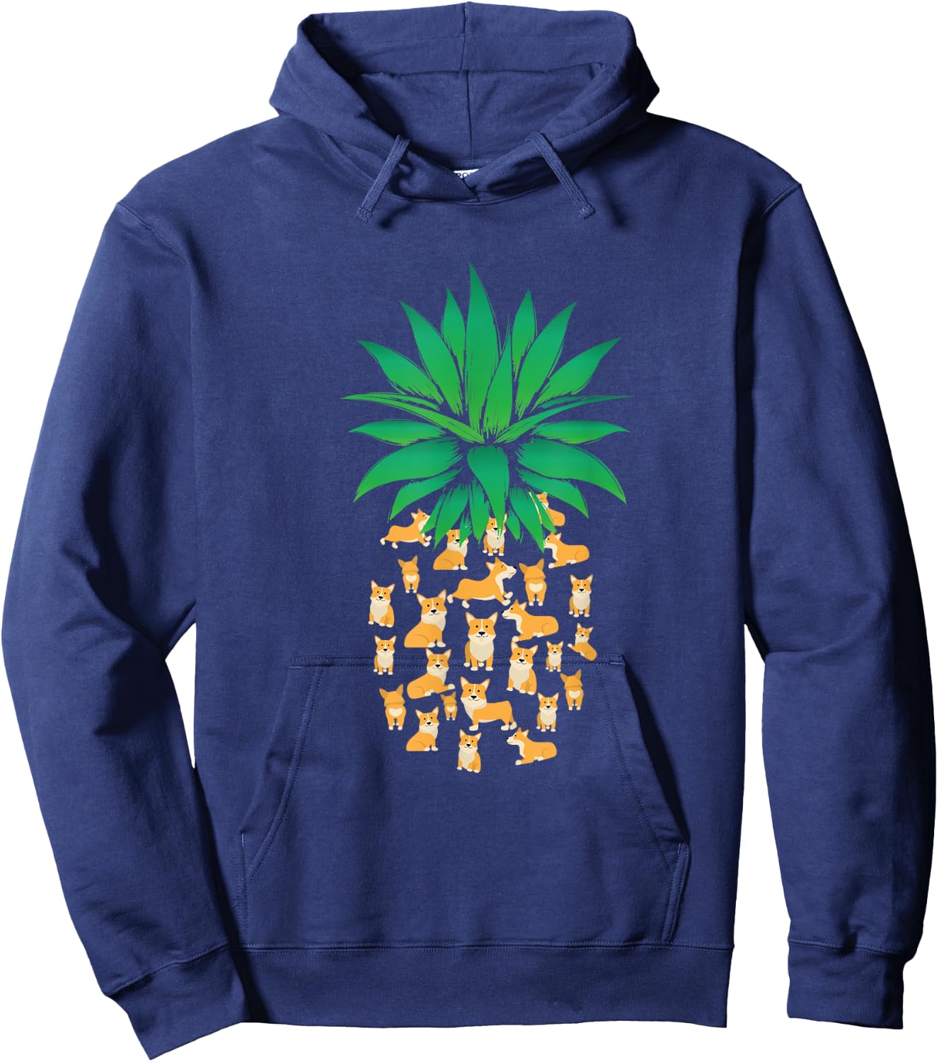 Novelty Summer Tropical Pineapples Fruit Pet Mom Funny Pembroke Welsh Corgi Dogs Pineapple Men Women Cute Dog Hoodie - Hoodie | Navy