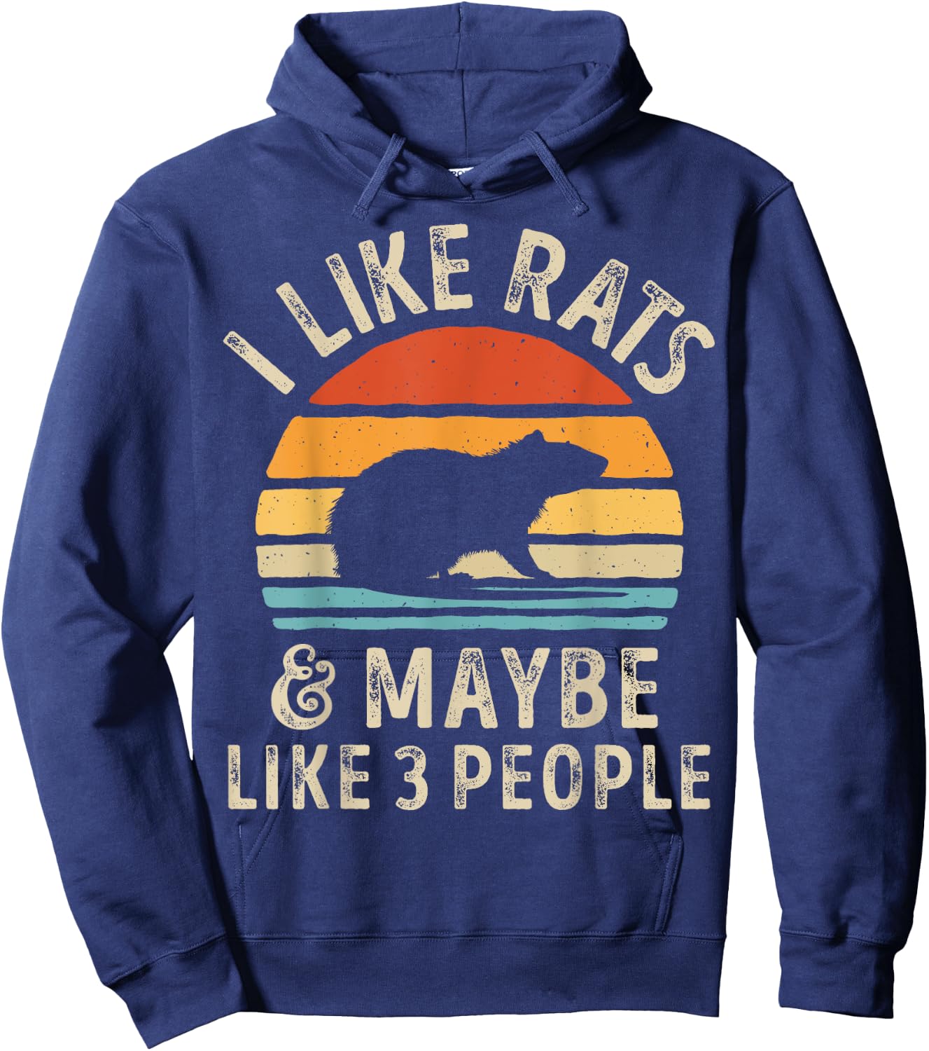 I Like Rats and Maybe 3 People Rat Lover Rodent Retro Men Hoodie - Hoodie | Navy