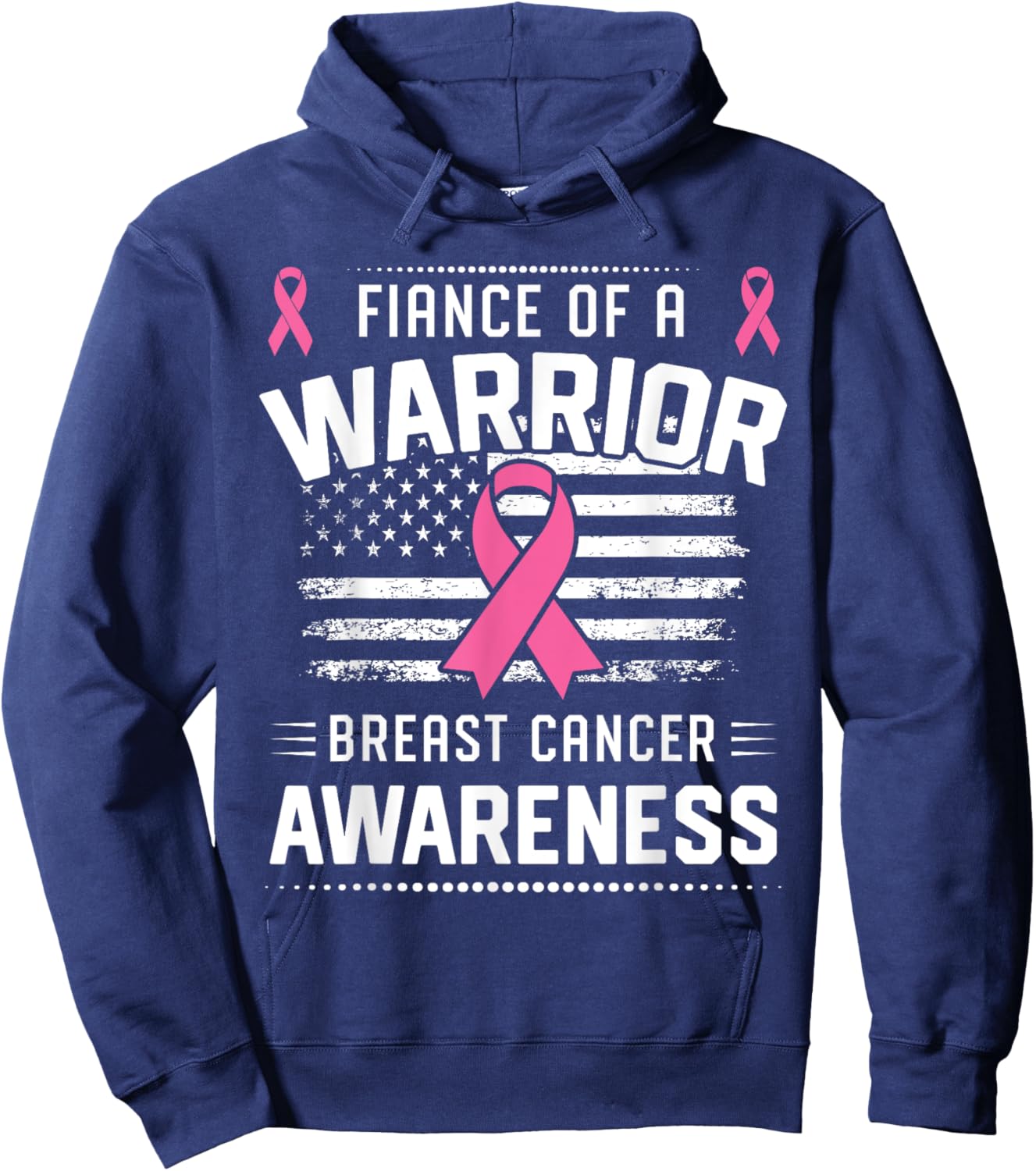 Fiance Of A Warrior Breast Cancer Awareness Fiance Hoodie - Hoodie | Navy