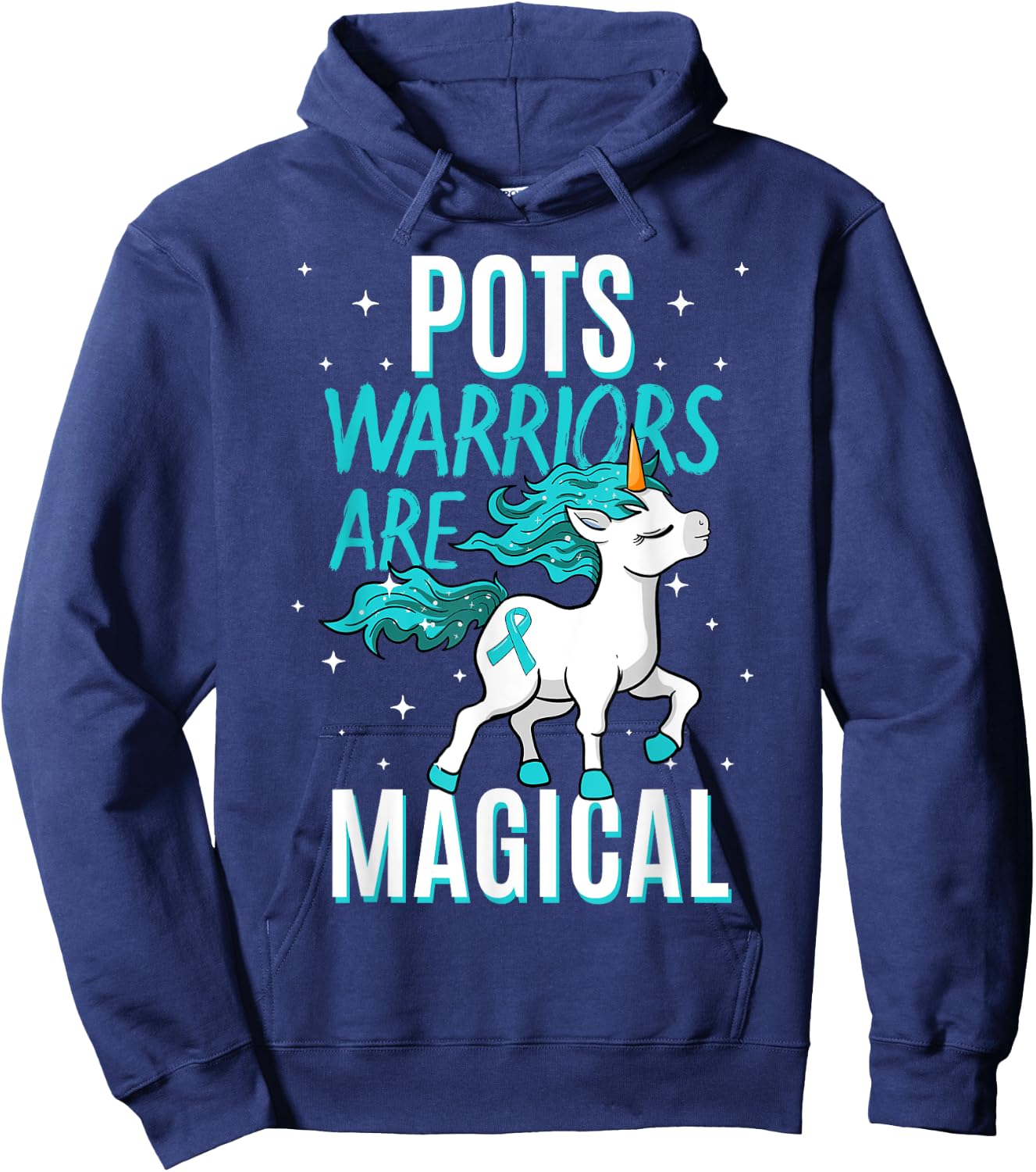 POTS Warriors Are Magical Unicorn Ribbon Dysautonomia Hoodie - Hoodie | Navy