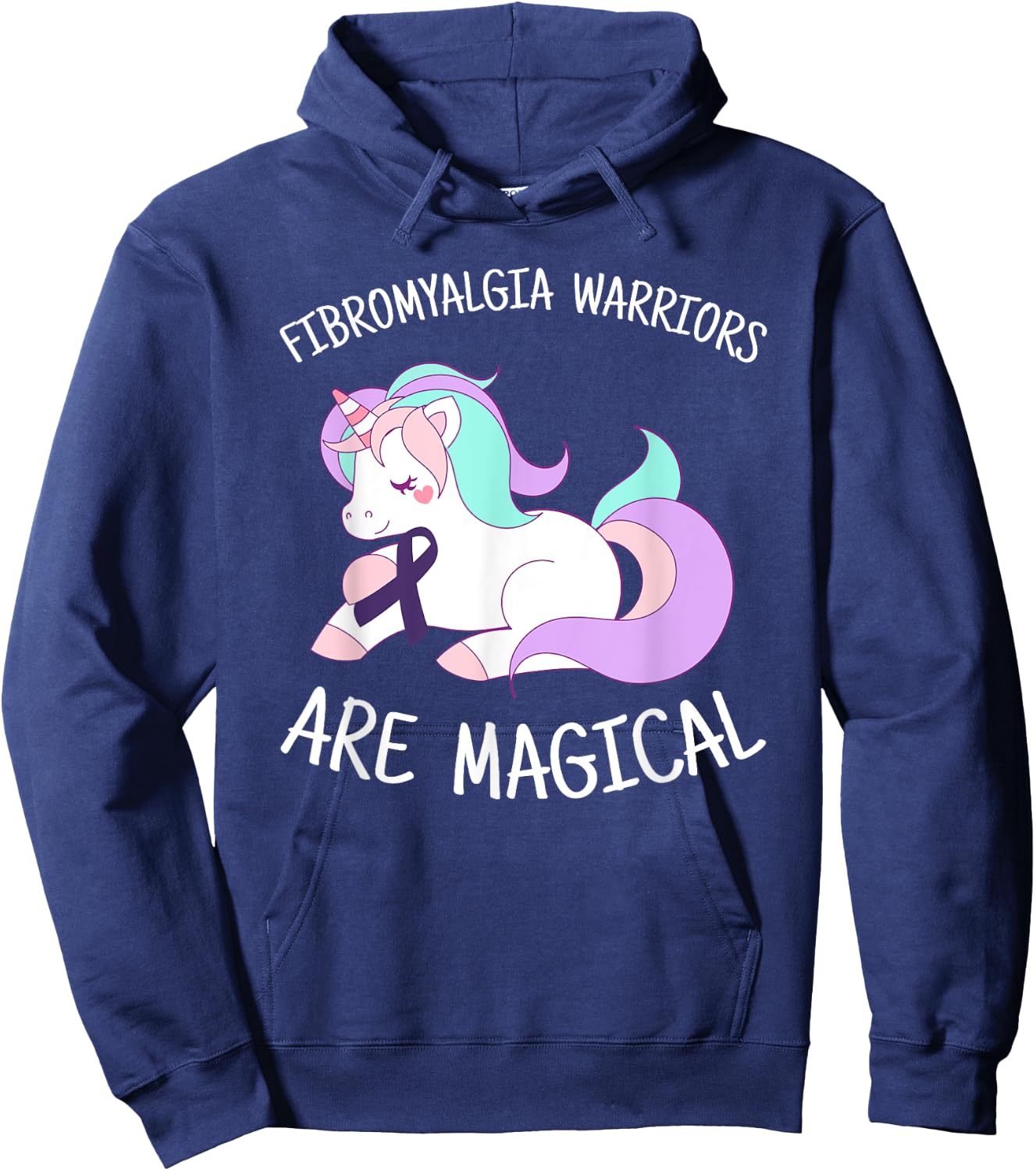 Unicorn Fibromyalgia Warriors Are Magical, Fibro Awareness Hoodie - Hoodie | Navy