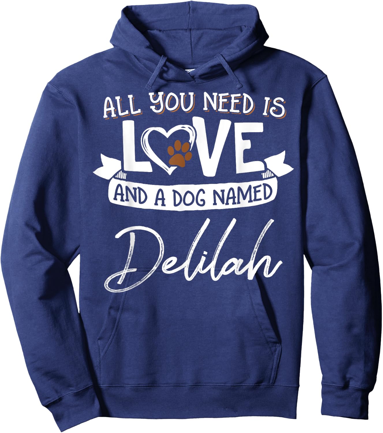 Cute Dog Named Delilah Design and Men Hoodie - Hoodie | Navy