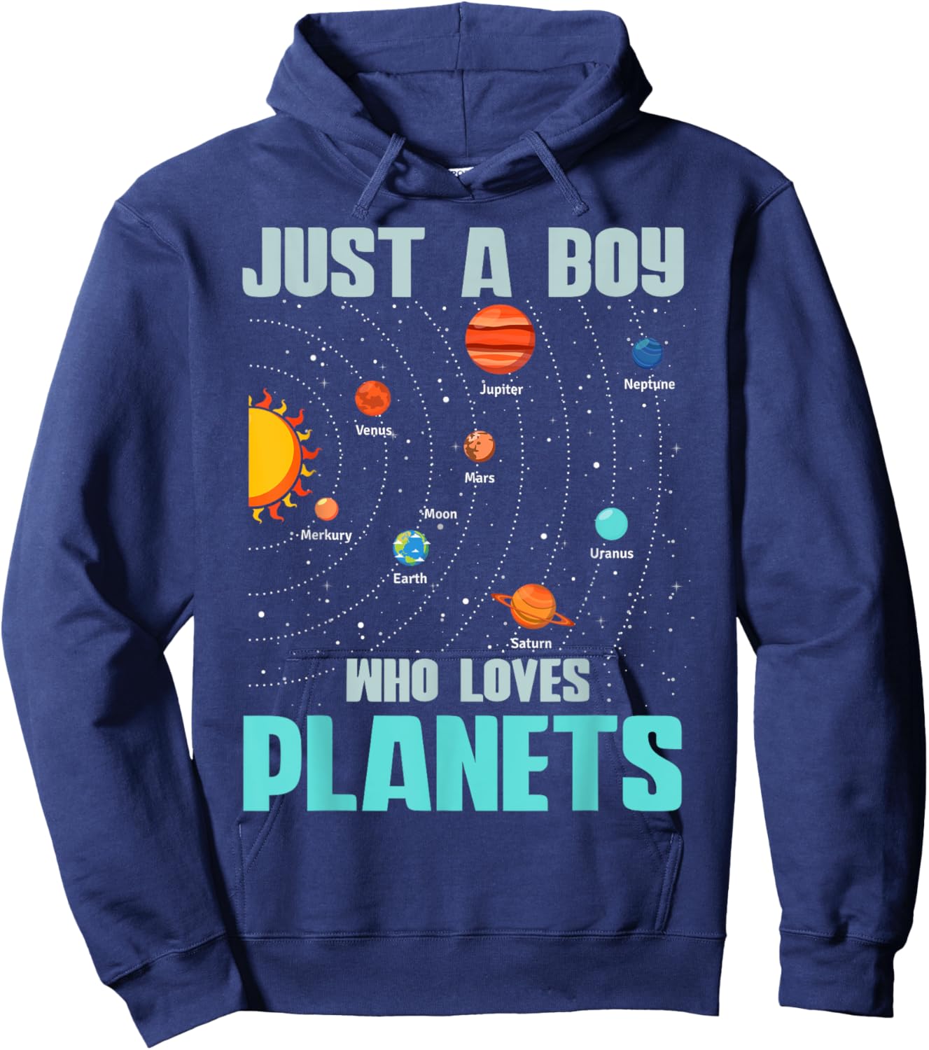 Just A Boy Who Loves Planets Solar System Kids Space Science Hoodie - Hoodie | Navy