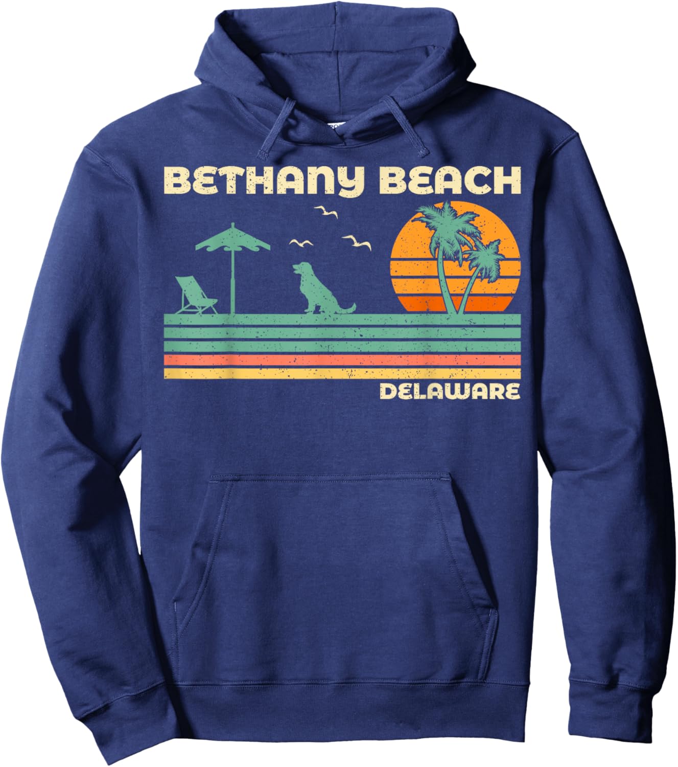 Vintage Retro Family Vacation Delaware Bethany Beach Women Girls Kids Hoodie - Hoodie | Navy