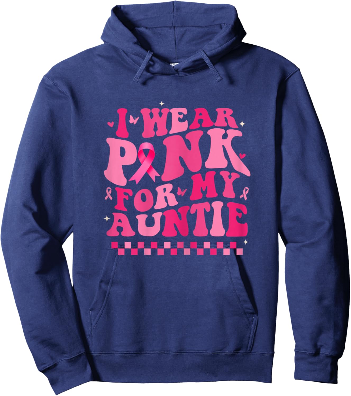 I Wear Pink For My Auntie Breast Cancer Awareness Supporter Hoodie - Hoodie | Navy