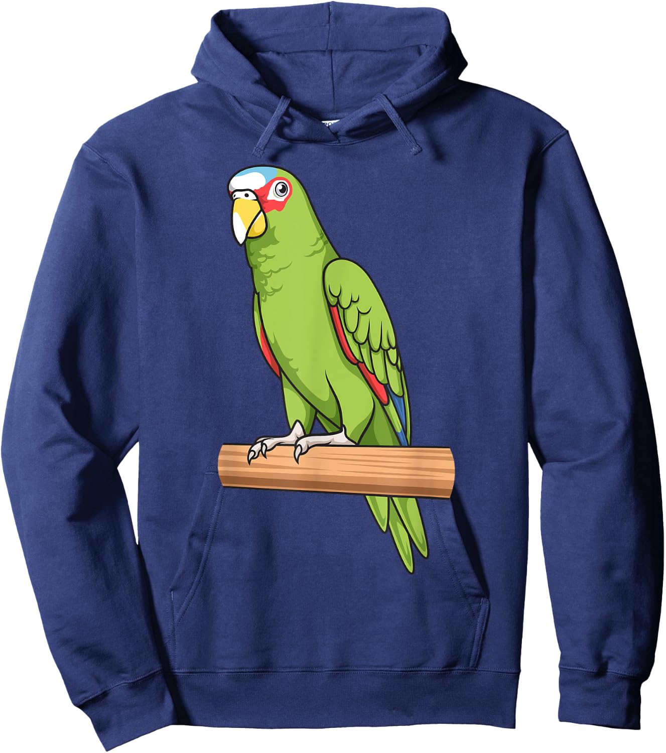 Parrot Bird White-Fronted Sitting on a Tree Branch Hoodie - Hoodie | Navy