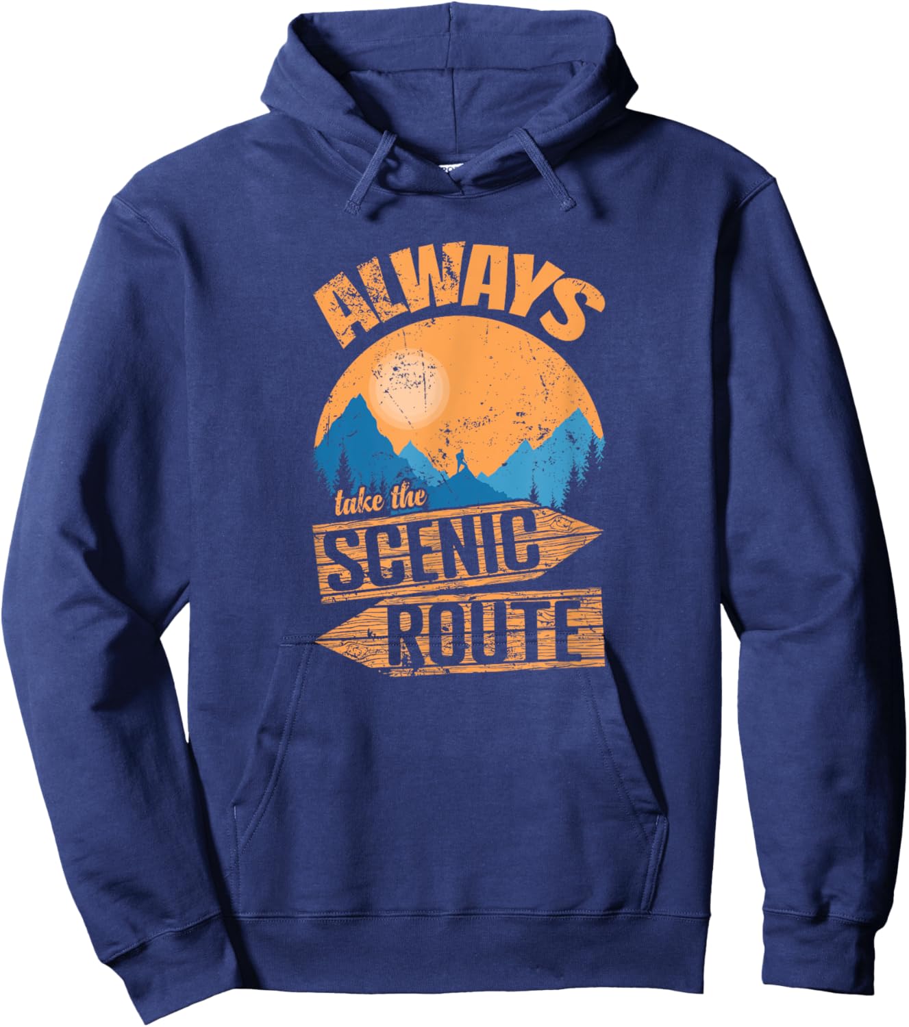 Always Take the Scenic Route Adventure on Trails Hoodie - Hoodie | Navy