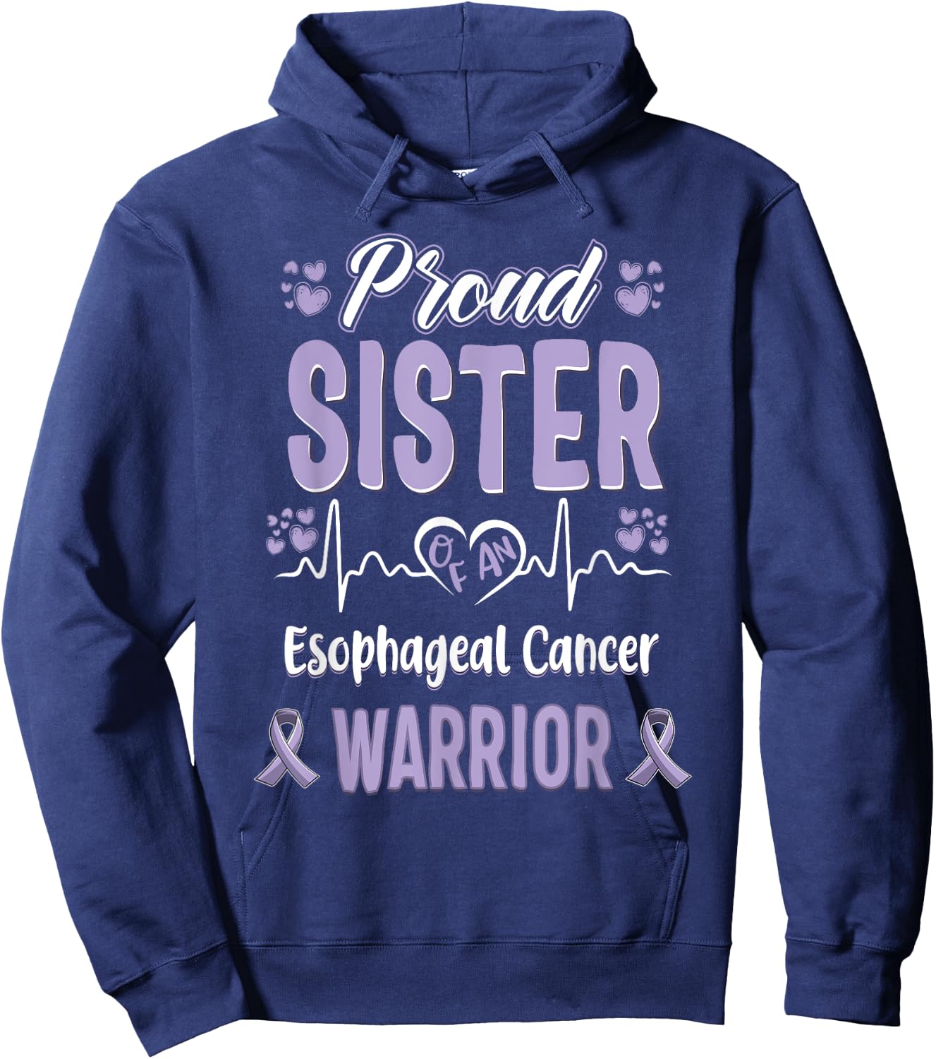 proud Sister Esophageal cancer warrior awareness ribbon Hoodie - Hoodie | Navy
