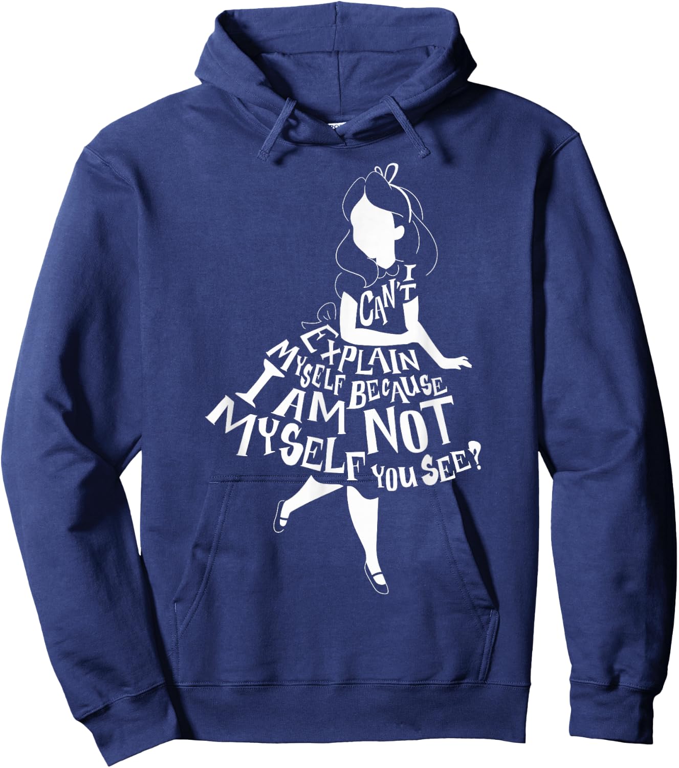 Disney Alice in Wonderland I Can't Explain Myself Text Fill Small Hoodie - Hoodie | Navy