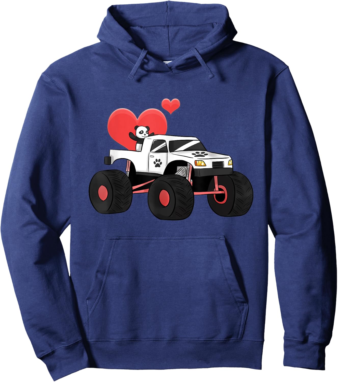 Monster Truck Muscle Car Amazing Panda Style Heart Wheels Hoodie - Hoodie | Navy