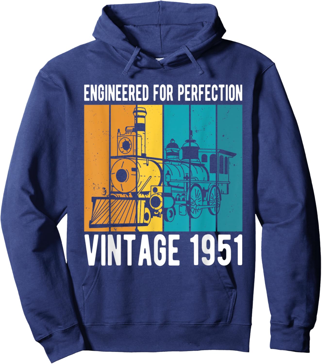 Engineered For Perfection Vintage 1951 Birthday Train Hoodie - Hoodie | Navy