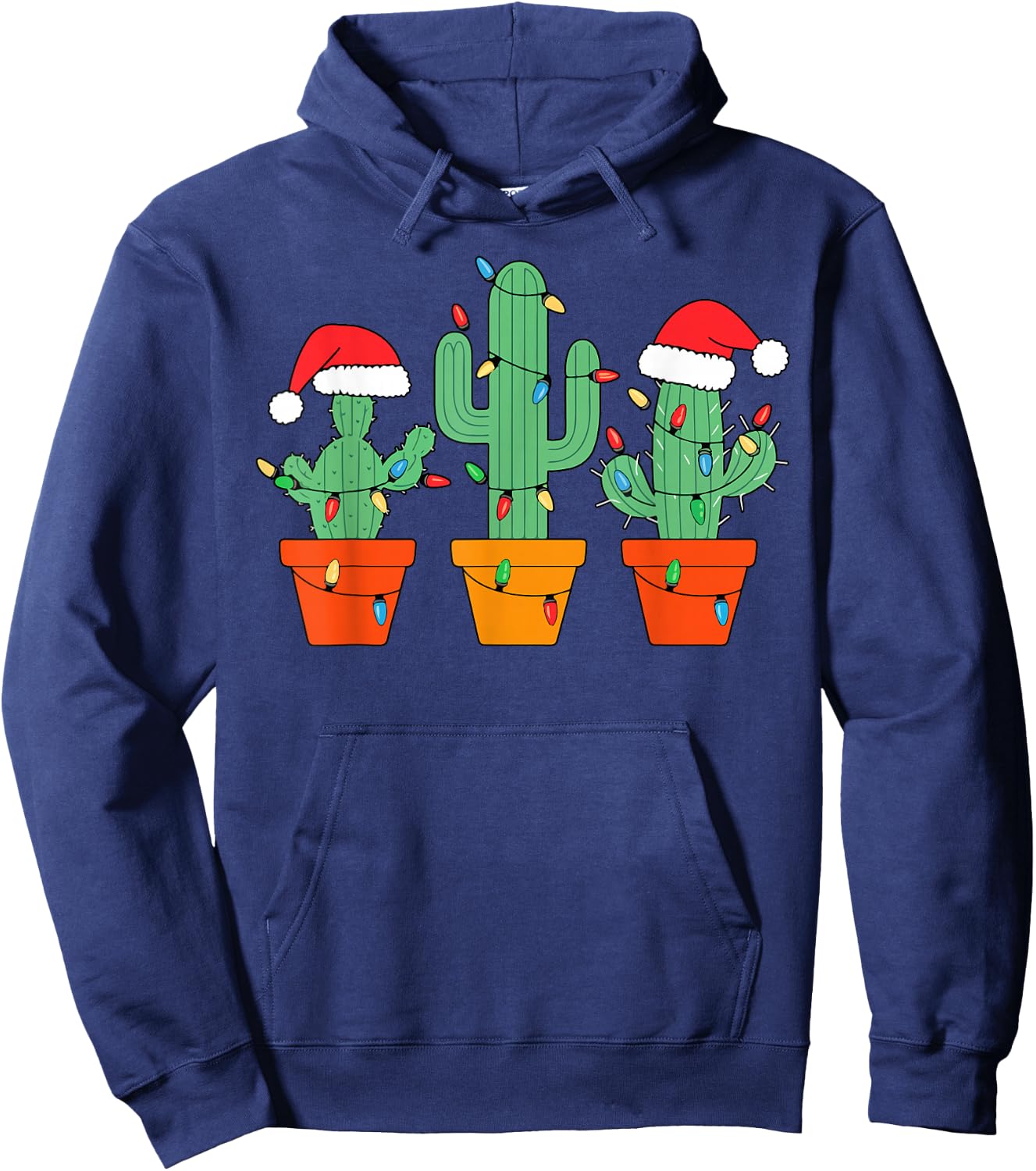 Christmas Cactus Cute Succulent Plant Xmas Men Women Kids Hoodie - Hoodie | Navy