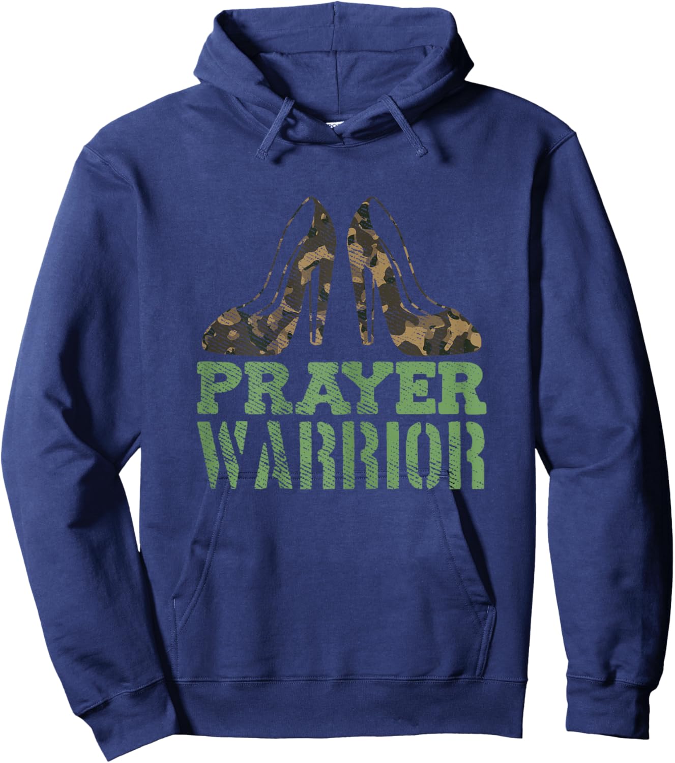 Prayer Warrior Christian Jesus Faith Religious Camo Heels Hoodie - Hoodie | Navy