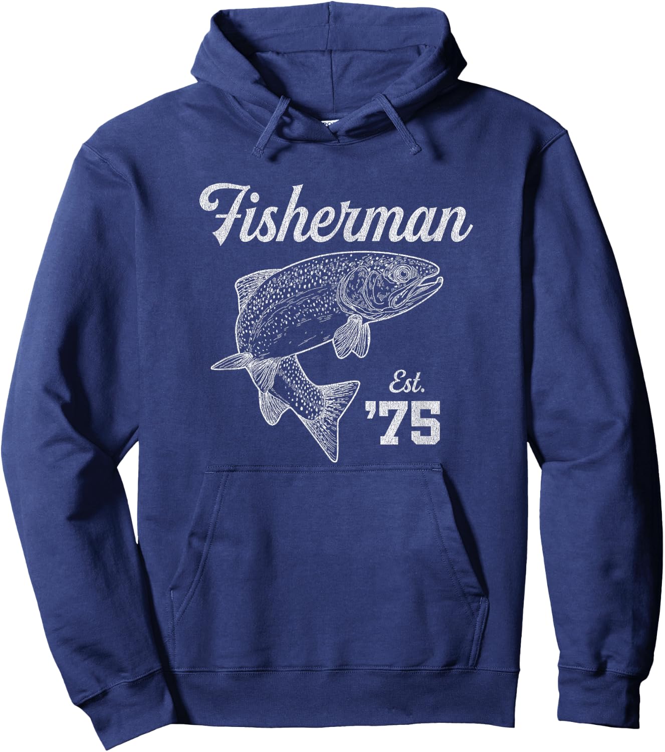 50 Year Old Fisherman Trout Fishing 1975 50th Birthday Hoodie - Hoodie | Navy