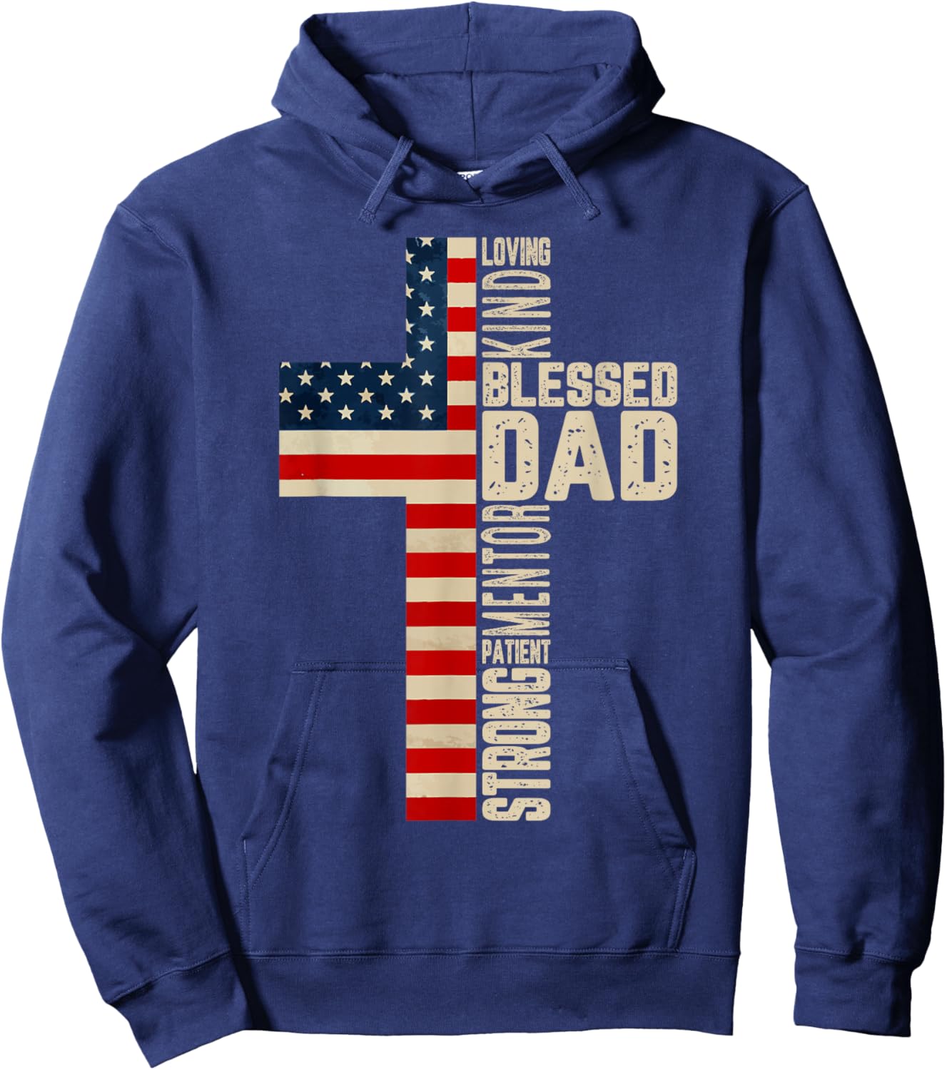 Blessed Dad Christian Gift from Daughter Son Jesus Patriotic Hoodie - Hoodie | Navy