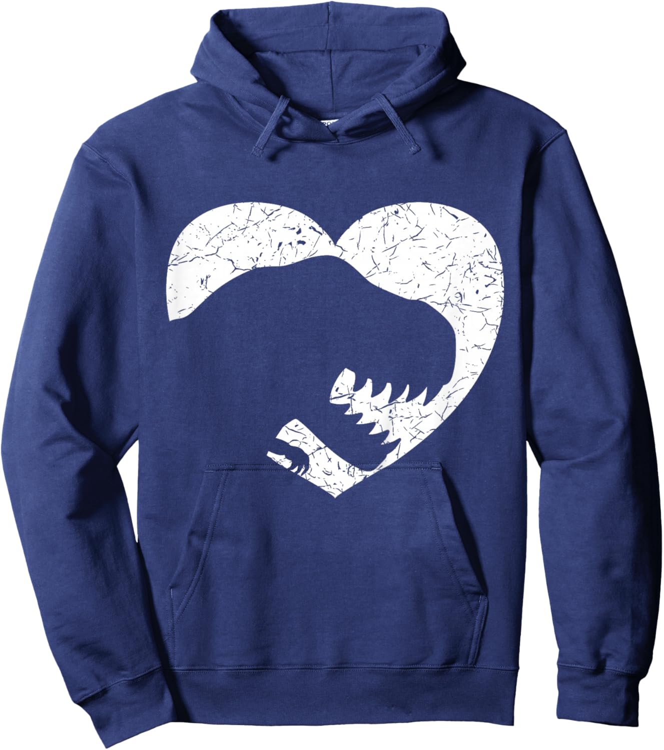 Kids Valentines Day T-Rex Dinosaur Heart Silhouette Boys Toddler Hoodie - Hoodie | Navy