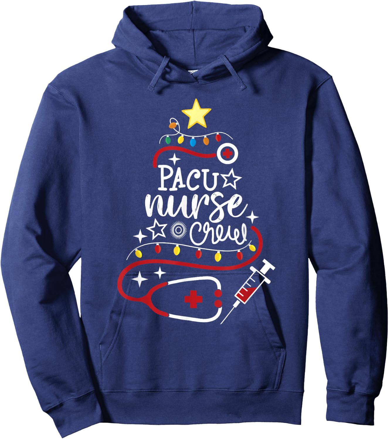 Merry Christmas Perianesthesia Nursing Gift PACU Nurse Crew Hoodie - Hoodie | Navy