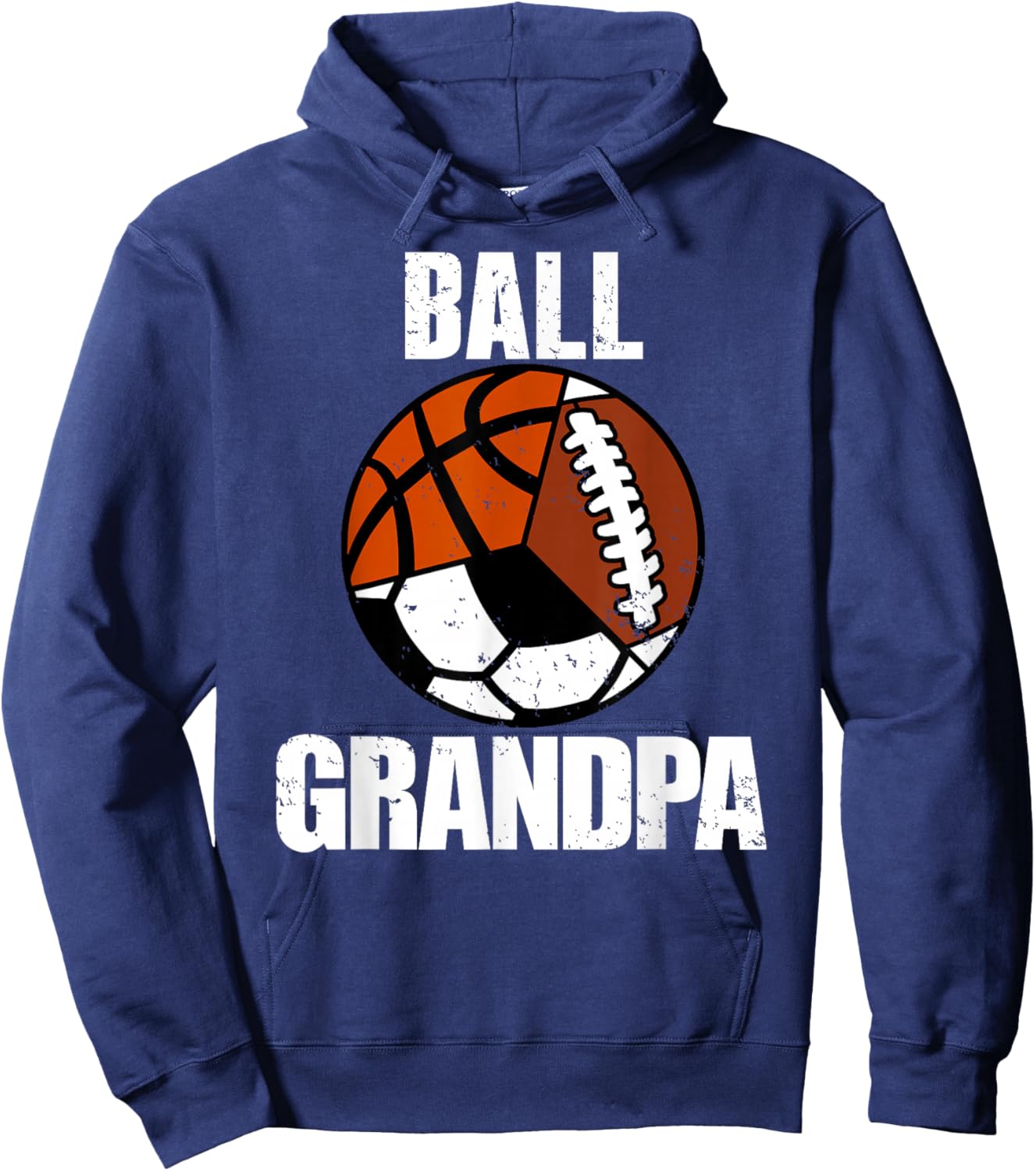 Ball Grandpa Funny Football Soccer Basketball Grandpa Hoodie - Hoodie | Navy
