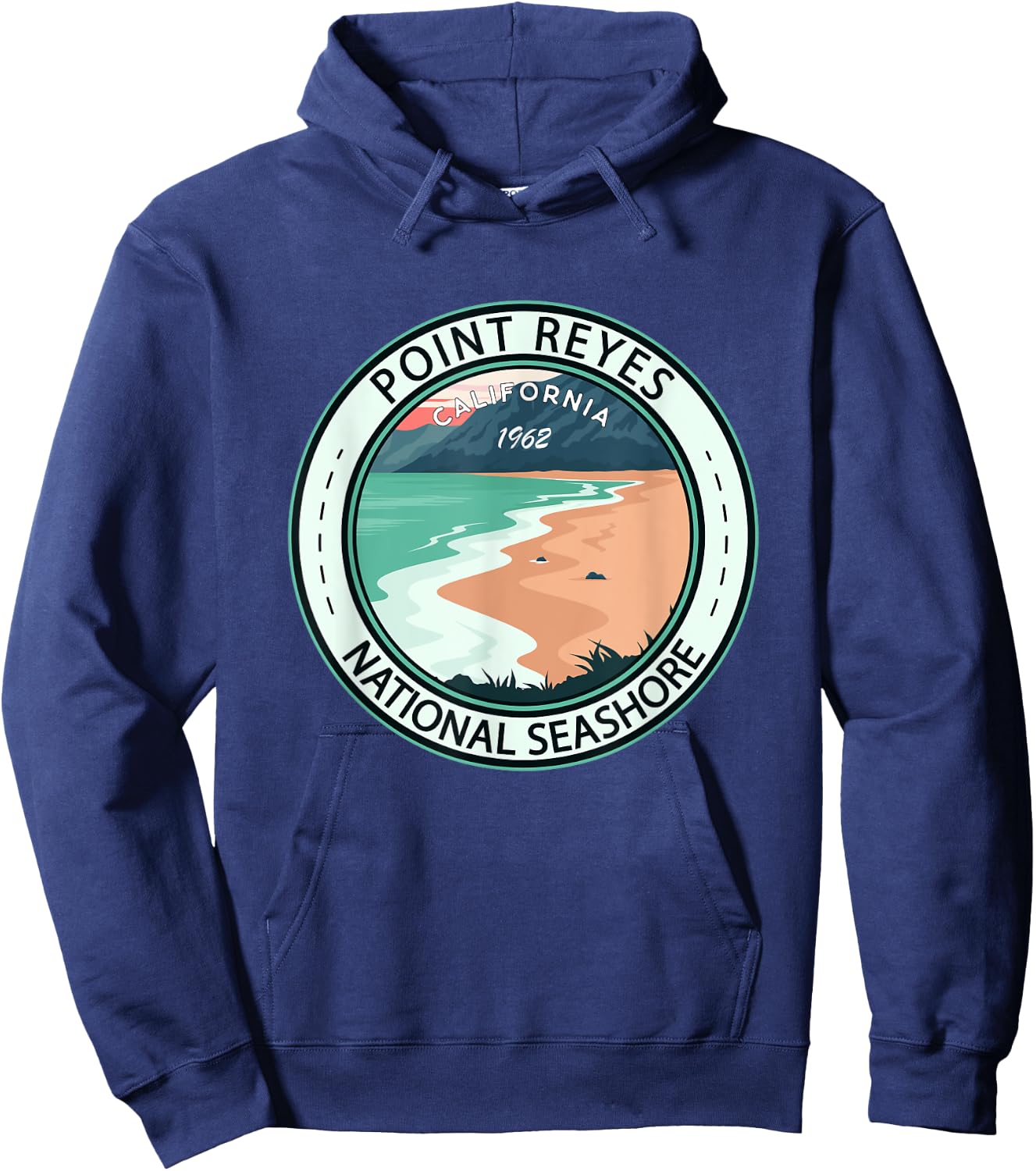 Point Reyes National Seashore California Badge Vintage Hoodie - Hoodie | Navy