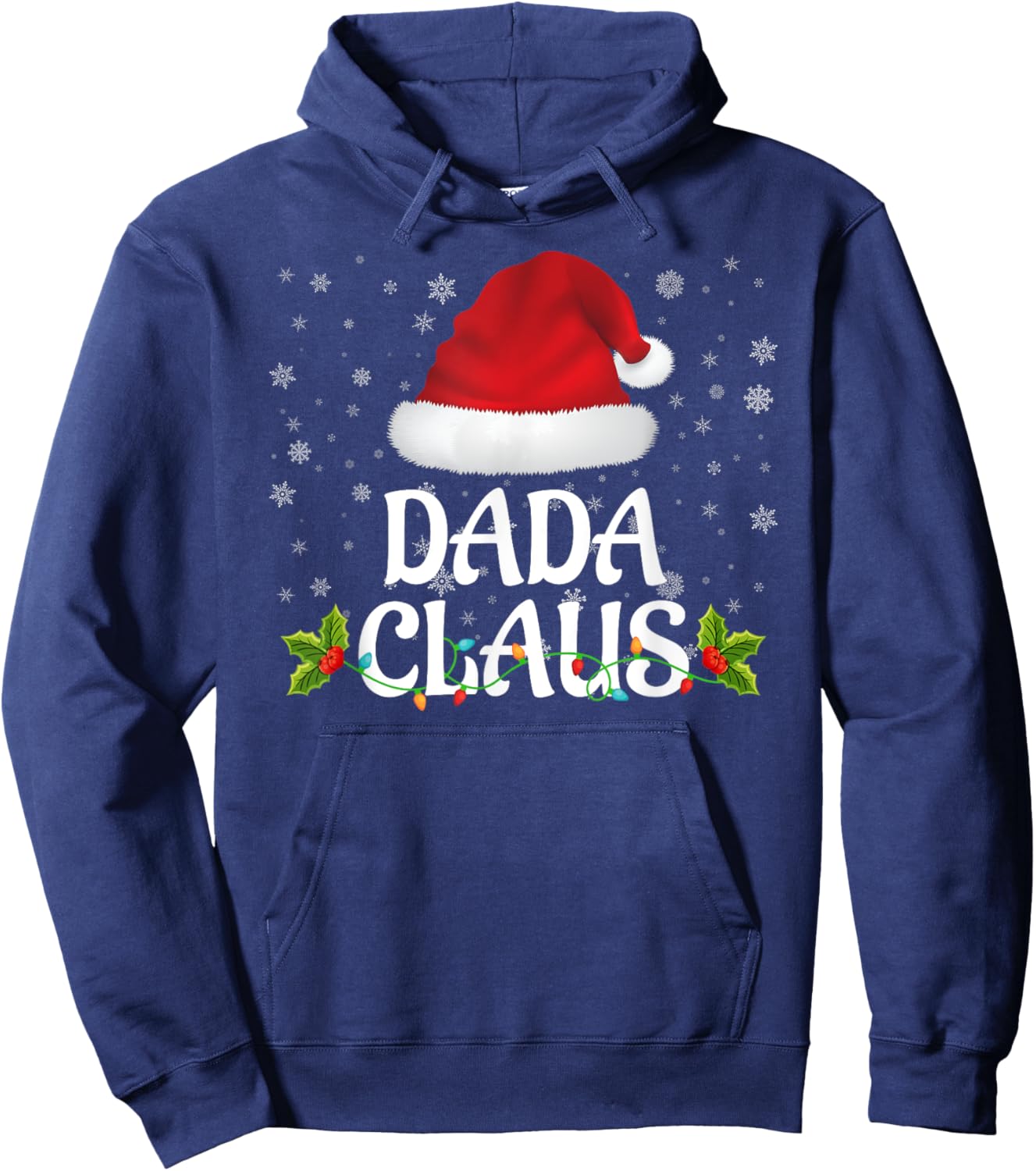 Dada Claus Christmas Lights Santa Pajama Family Matching Hoodie - Hoodie | Navy