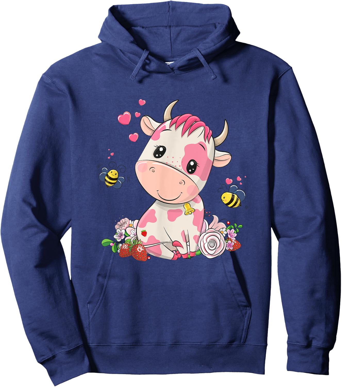 Strawberry Cow, Cute Cow, Pink Cow Pet Variant Hoodie - Hoodie | Navy